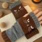⚡ Julrea 50% Rabatt! 🎉 Varma & Mysiga Stickade Fingerlösa Handskar – Sött Kattmönster för Kvinnor 🧤🐱📦