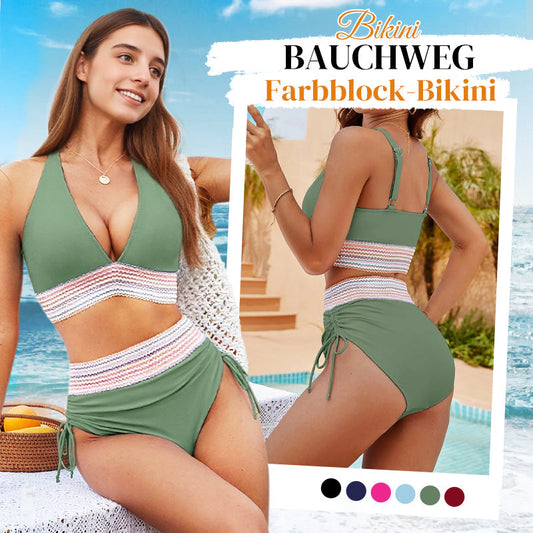 🔥2026 Ny stil 50% rabatt💥Bikinset med hög midja, magkontroll och färgblocksdesign👙