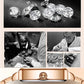 Moderiktig fyrkantig damerklocka i roséguld med diamanter