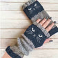 ⚡ Julrea 50% Rabatt! 🎉 Varma & Mysiga Stickade Fingerlösa Handskar – Sött Kattmönster för Kvinnor 🧤🐱📦