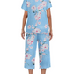 Het rea kvinnors tryckta kortärmade topp med beskurna byxor casual pyjamasset