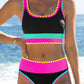 🔥🎁Nyhet 54 % RABATT🔥🌼 Färgblockerad Sportig 3-delars Bikiniset i Nylon – Högmidja med Magekontroll 👙