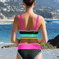 🔥🎁Nyhet 54 % RABATT🔥🌼 Färgblockerad Sportig 3-delars Bikiniset i Nylon – Högmidja med Magekontroll 👙