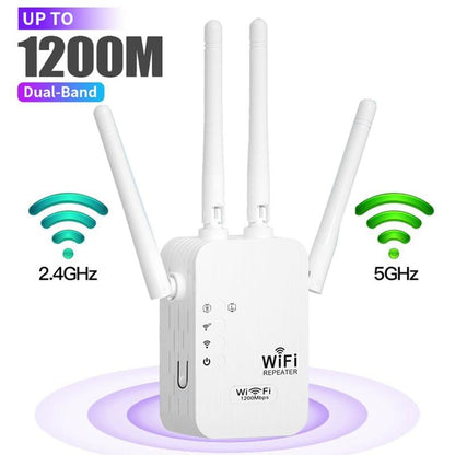 📶 50% REA NU! 🔥 WiFi-förlängare 1200Mbps - Dual Band & 10 000 kvm Täckning, Perfekt för Hemmet och Kontoret ✨