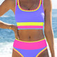🔥🎁Nyhet 54 % RABATT🔥🌼 Färgblockerad Sportig 3-delars Bikiniset i Nylon – Högmidja med Magekontroll 👙