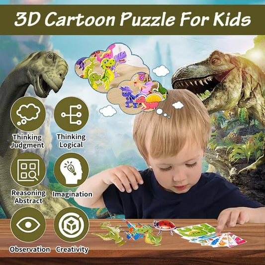 🧩 50% RABATT HET FÖRSÄLJNING! ✨ Pedagogiskt 3D-pussel med Tecknade Figurer - 57 Delar med Färgglada Motiv för Barns Utveckling 🎨👧