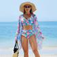 🌊🐚🌴Blooming Magic of Summer - tredelad bikinibaddräkt i mesh för kvinnor