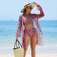 🌊🐚🌴Blooming Magic of Summer - tredelad bikinibaddräkt i mesh för kvinnor
