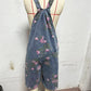 🌸2025 Nytt mode🌸 Vintage blommigt tryckt denim jumpsuit