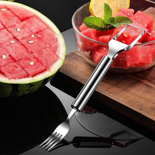 ✨ Köp 1 få 1 gratis✨2 i 1 Fruktskärare i rostfritt stål Gaffelskivare
