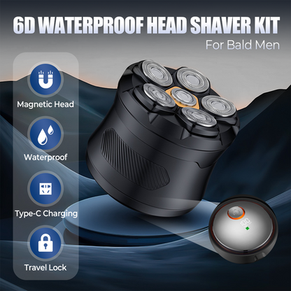⚡ 50 % RABATT NU! 🪒 6D vattentät hårborttagningskit – 6 blad, flytande huvud & IPX7 – perfekt för slät rakning hemma 💈