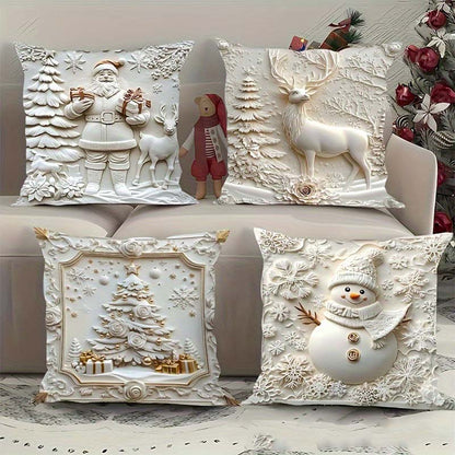 🔥 50 % RABATT! ✨ Julkuddfodral, 4-pack – 3D-tryck i festliga motiv, mjuka och stämningsfulla för en mysig juldekoration 🎄🏠