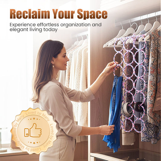 Hopfällbar halsduk med flera ringar och accessoarhängare