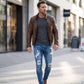 👖 60% RABATT! 🔥 Snygga Slitna Skinny Jeans för Män – Slim Tapered Passform, Andningsbar Bomull & Eleganta Rivna Detaljer för En Cool Look 💙
