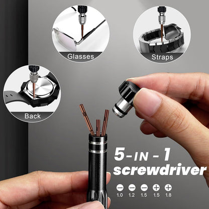 🕰️ 50% RABATT! 🔧 Verktygssats för Professionell Klockreparation – 13-i-1, Precisionsverktyg & Perfekt för Ur- & Glasögonreparation 🛠️