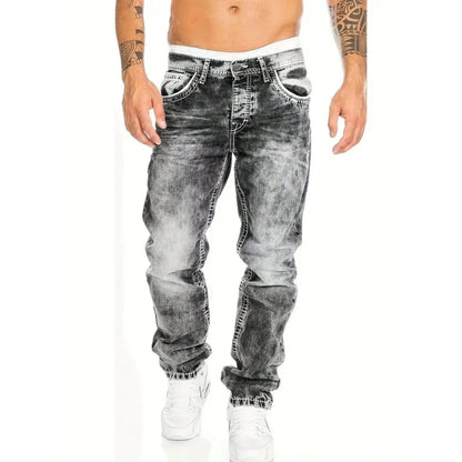Herrmode kreativa stretchjeans, minimalistisk stil lämplig för sommar, Emo-stil