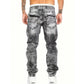 Herrmode kreativa stretchjeans, minimalistisk stil lämplig för sommar, Emo-stil