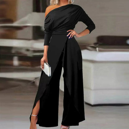 Elegant jumpsuit med én skulder for kvinner