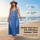 👗 60% RABATT! 🥰 Avslappnad, Lös Denim-Maxi Klänning med V-ringning – Bekväm, Mångsidig & Perfekt För Vardagsbruk 🌸