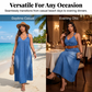 👗 60% RABATT! 🥰 Avslappnad, Lös Denim-Maxi Klänning med V-ringning – Bekväm, Mångsidig & Perfekt För Vardagsbruk 🌸