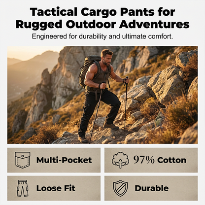👖 50% RABATT NU! 🛠️ Taktiska cargo-byxor i bomull – många fickor, förstärkta sömmar & justerbar midja 👖🪖