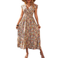 👗 50% RABATT NU!🌸 Blommig V-ringad Klänning med Smockad Midja – Flatterärm & A-linje – Elegant Sommar- & Semesterklänning 🥂