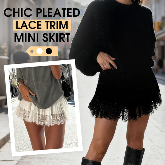 ⏳Begränsad tid – 50% rabatt⏰🎀Chic plisserad minikjol med spetskant – hög midja, lekfulla veck & romantisk elegans 👗🕊️