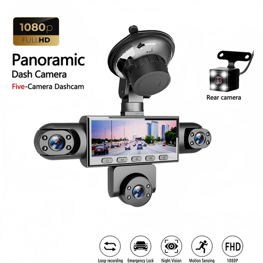 📹 50% RABATT NU! 🚗 HD 1080P Flerlins Bilkamera med Nattseende – 4 eller 5 Linser, Tydlig Täckning Dag & Natt – Loop-inspelning, G-sensor & 24-timmars Parkeringsövervakning ✨
