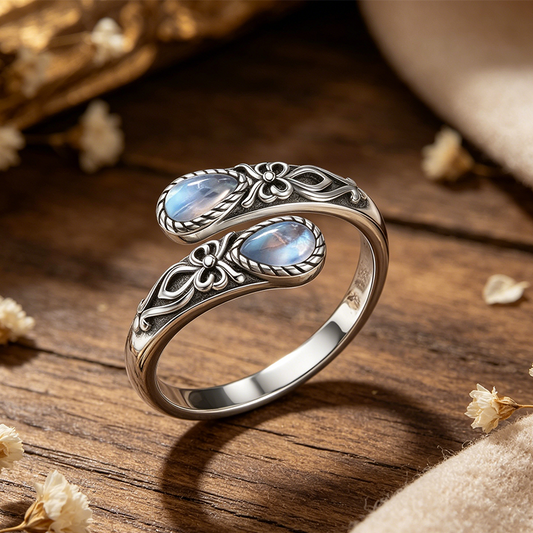 💍 50% RABATT! ⏳ Vintage justerbar öppen ring – Droppformad glödande zirkon – Elegant & tidlös – perfekt för vardag eller fest 💧✨