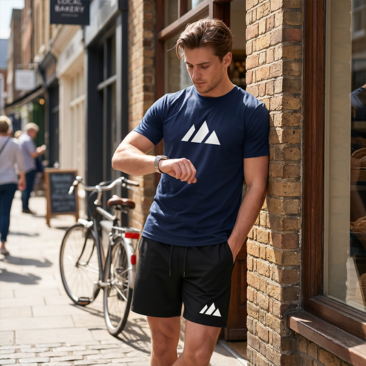 👕 TIDSBEGRÄNSAT 50% RABATT! ✨ Herr Kortärmad T-shirt & Shorts med Dragsko – Geometriskt Tryck, Andningsbar, Mångsidig 🔥