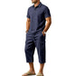👔 50% RABATT NU! ☀️ Men Summer Linen Set – Loose Shirt & Cargo Shorts – Andningsbart & Stilrent – Perfekt för Sommaren 🌊