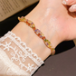 Retro Korsad Flerfärgad Zirkon Justerbart Armband för Kvinnor