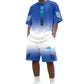 👕 50% RABATT NU! 🌊 Tvådelat Set med Sommar-T-shirt & Shorts för Män – Gradientmönster & Andande Tyg – Perfekt för Streetwear, Sport & Vardag ☀️