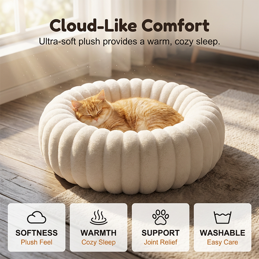 🐶 50% RABATT NU! 🛏️ Ultramjuk Rund Lugnande Husdjursbädd – Den Perfekta Sovplatsen för Hundar & Katter – Upphöjd Kant & Ortopediskt Stöd 🌙