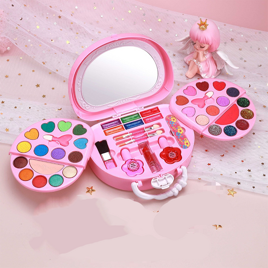 💖👛Tvättbar Sminkleksaksset för Barn med Bärbar Rosa Handväska