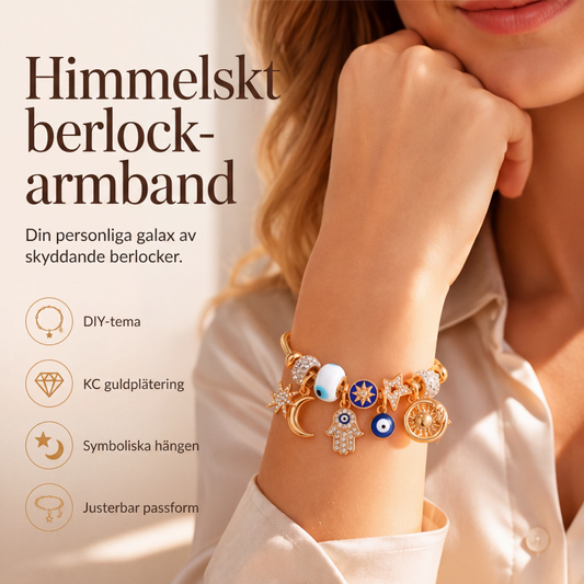🌹 50% RABATT NU ! !🌹Armband med himmelskt sol- och månberlock