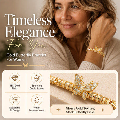 🦋 50 % RABATT NU! ✨ Armband med fjärilslänkar – 18K guldpläterat – delikat design & tidlös elegans – perfekt för vardag och fest 🎀