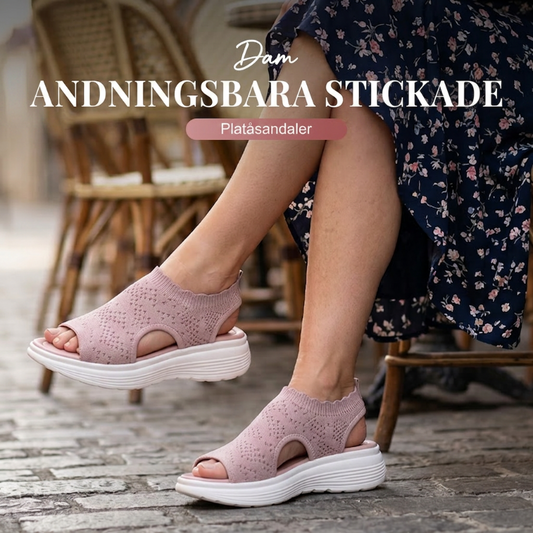 👡🌬️ Bekväma plattformssandaler i stickat med halkskydd