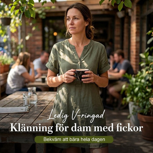 🏖️ 50% RABATT! 👗 Dam V-ringad tunikaklänning – ledig passform, fickor och andningsbar