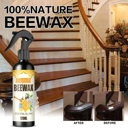 Spray de cera de abejas para muebles con ingredientes naturales.