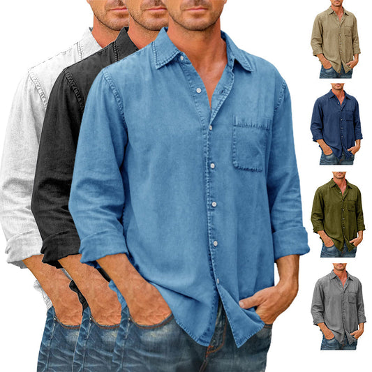 2023 Camisa estilo vaquero para hombre【Manga larga】--compre 2 envío gratis