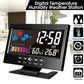 Reloj despertador de mesa LED digital con monitor de temperatura y humedad y pronóstico del tiempo.